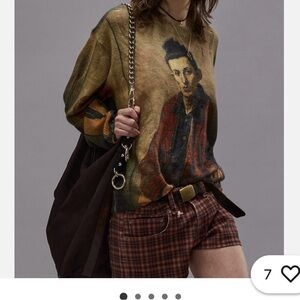 R13 Artistic Unique  Graphic Sweater 100% Cashmere.